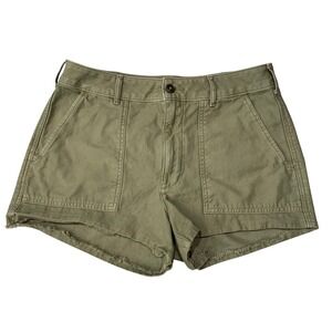 Abercrombie & Fitch Annie High Rise Shorts Olive Green Raw Hem Size 30‎